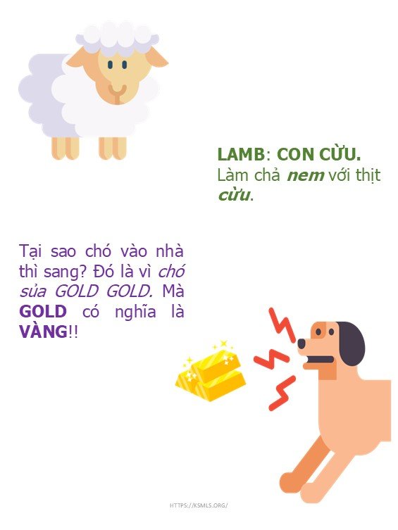 Từ vựng mnemonic 1: Chó sủa Gold Gold!